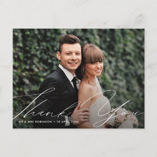 einzigartige Hand moderne Drehbuch danke Karte (Vorderseite)