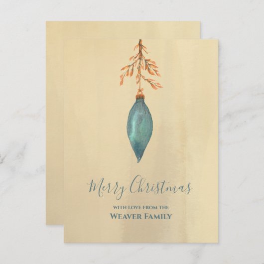 Einzigartige Handgemalte Wasserfarbe Türkis Weihna Postkarte (Vorne/Hinten)