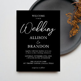 Einzigartige handgeschriebene Typografie Schwarz-w Einladung