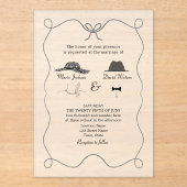 Einzigartige handgezeichnete Hochzeit Acryleinladungen (Vorderseite)