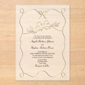 Einzigartige handgezeichnete romantische Hochzeit Acryleinladungen (Vorderseite)