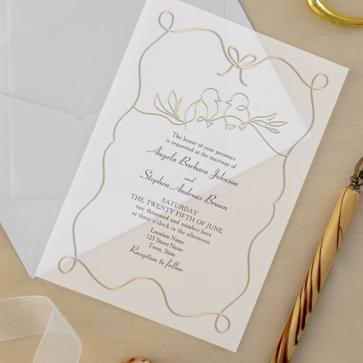 Einzigartige handgezeichnete romantische Hochzeit Acryleinladungen