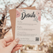 Einzigartige handgezeichnete Rosa Blumenzwiebeldet Begleitkarte