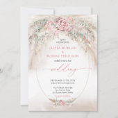Einzigartige hellbraune Pampen und staubige Rose Einladung (Vorderseite)