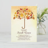 Einzigartige Herbstlaube Umbrella BabyShower Einla Einladung (Stehend Vorderseite)