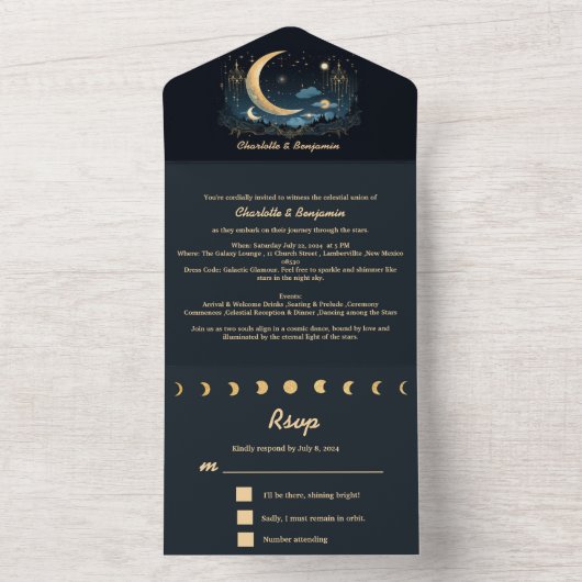 Einzigartige Himmelsfantasy-Hochzeit All In One Einladung (Innen Boden)