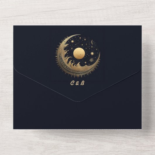 Einzigartige Himmelsfantasy-Hochzeit All In One Einladung (Rückseite)