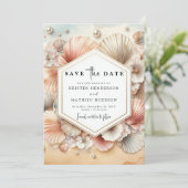 Einzigartige Hochzeit am Strand Save The Date (Stehend Vorderseite)