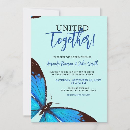 Einzigartige Hochzeit der Blauen Wasserfarbe Einladung (Vorderseite)