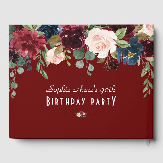 Einzigartige Hochzeit der Burgundy Navy Gästebuch (Rückseite)