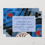Einzigartige Hochzeit des Navy Blue Agate Vegas Po Save The Date (Vorne/Hinten)