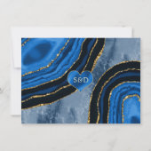 Einzigartige Hochzeit des Navy Blue Agate Vegas Po Save The Date (Rückseite)