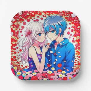 Einzigartige Hochzeit eines Anime-Paares Pappteller