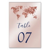 Einzigartige Hochzeit in Urlaubsort Rose Gold Welt Tischnummer (Vorderseite)