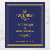 Einzigartige Hochzeit mit Blue und Gold Book Cover Weinetikett (Einzelnes Label)