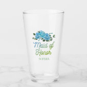 Einzigartige Hochzeit Rustikal Blue Rose Trauzeugi Glas (Vorderseite)