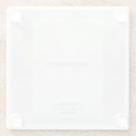 Einzigartige Hochzeit Sichern des Datums Hinzufüge Glasuntersetzer (Rückseite)