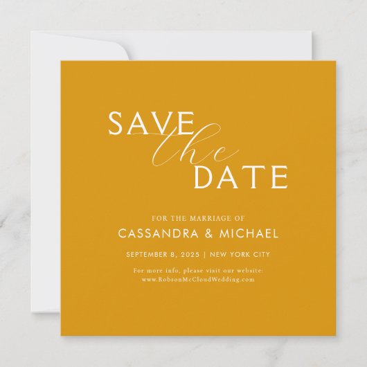 Einzigartige Hochzeit von gelbem Senfmuster Save The Date (Vorderseite)