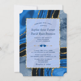 Einzigartige Hochzeit von Navy Blue Agate Gold Einladung