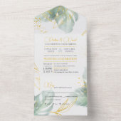 Einzigartige Hochzeitsfeiern mit Grün- und Gold-Tr All In One Einladung (Innen Boden)