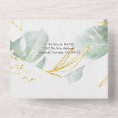 Einzigartige Hochzeitsfeiern mit Grün- und Gold-Tr All In One Einladung (Rückseite)