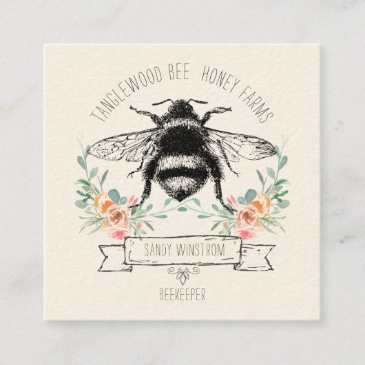 Einzigartige Honigbiene Quadratische Visitenkarte (Vorderseite)