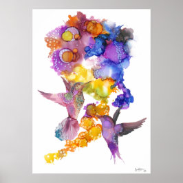 Einzigartige Hummingbird Alkohol Tinte drucken Poster