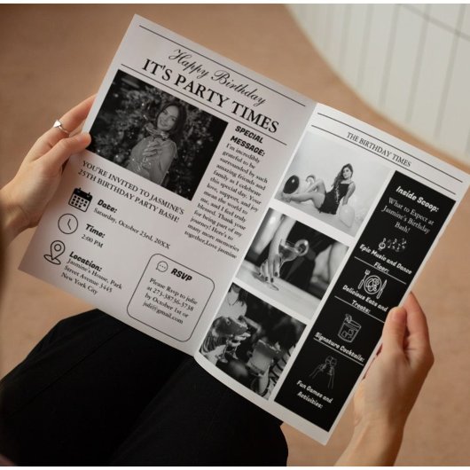 Einzigartige Infografik zum Geburtstagsprogramm de Einladung