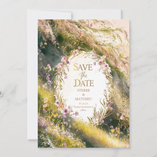 Einzigartige Joyful Wildblume Hochzeit Save The Date (Vorderseite)