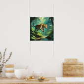 Einzigartige Jumping Leopard Wildlife Art Poster (Küche)