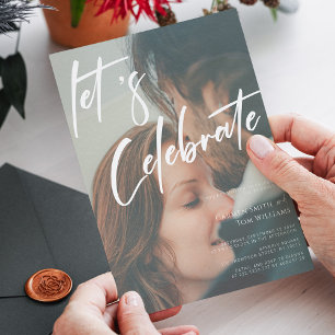 Einzigartige Kalligrafie: Feiern wir Foto Hochzeit Einladung