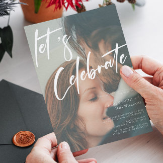 Einzigartige Kalligrafie: Feiern wir Foto Hochzeit Einladung
