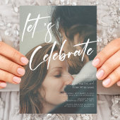 Einzigartige Kalligrafie: Feiern wir Foto Hochzeit Einladung