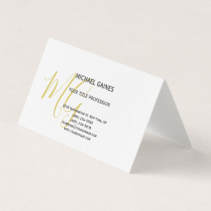 Einzigartige Kalligrafie Gold Color Monogram weiß Visitenkarten