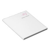 Einzigartige Kalligraphie Monogram White Pink Init Notizblock (angewinkelt)