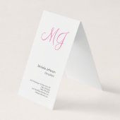 Einzigartige Kalligraphie Monogram White Pink Init Visitenkarten (Vorderseite)