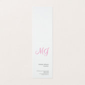 Einzigartige Kalligraphie Monogram White Pink Init Visitenkarten (Außenseite Aufgefaltet)