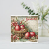 Einzigartige Karte für Vintage Ostereier Frühlings (Stehend Vorderseite)