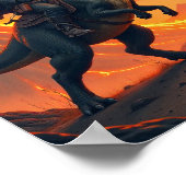 Einzigartige Katze Cowboy Reitender Dinosaurier |  Poster (Ecke)