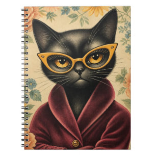 Einzigartige Katze im Bademantel und mit Brille Notizblock