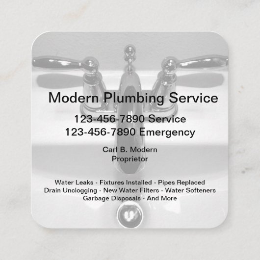Einzigartige Klempner-Geschäfts-Visitenkarten Quadratische Visitenkarte (Rückseite)