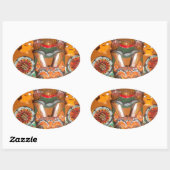 Einzigartige Kulturkunst - sri-lankisches/indonesi Ovaler Aufkleber (Blatt)