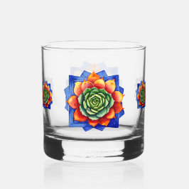Einzigartige Kunst Lebhaft farbenfrohe Sukkulenten Whiskyglas