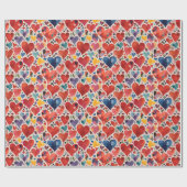 Einzigartige Künstlerische Liebe Herz-Aquarellmust Geschenkpapier (Flach)