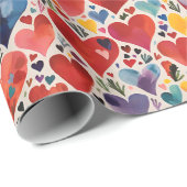 Einzigartige Künstlerische Liebe Herz-Aquarellmust Geschenkpapier (Rolleneckpunkt)