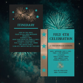 Einzigartige Kupfer- und Türkisfeier zum 4. Juli Einladung
