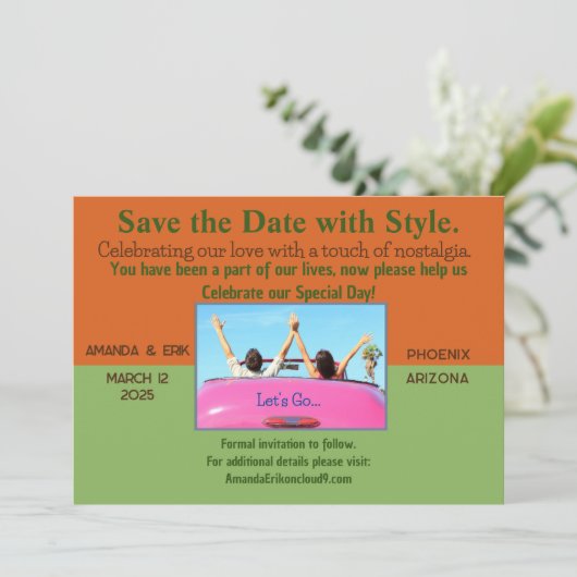 Einzigartige, Lässige Save the Date Einladung mit  (Stehend Vorderseite)