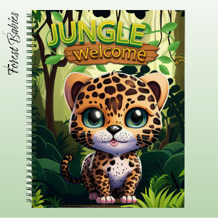 Einzigartige Leopard Whimsical Kitty Character Cat Notizblock