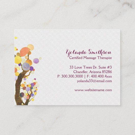 Einzigartige Liebe Bäume Beruflich Visitenkarte (Rückseite)