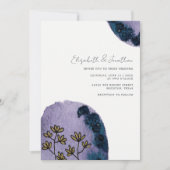 Einzigartige Lila Hochzeit mit floraler Wasserfarb Einladung (Vorderseite)